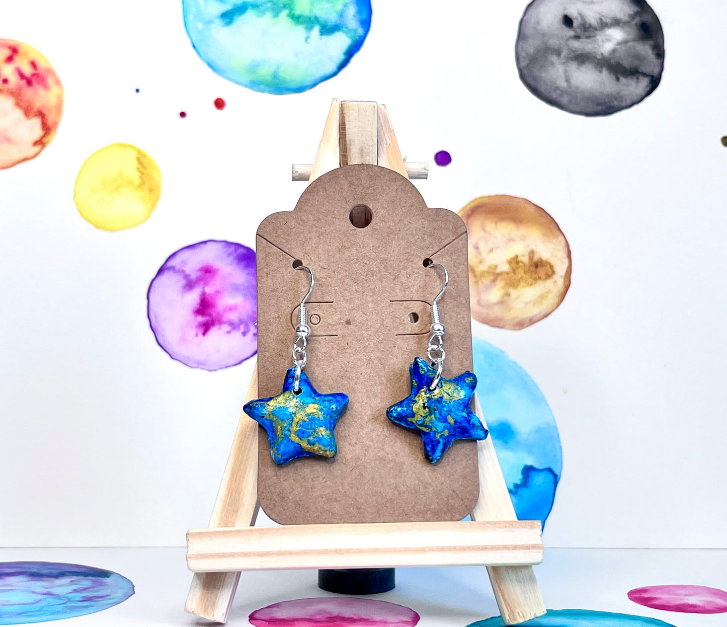 Blue star earrings