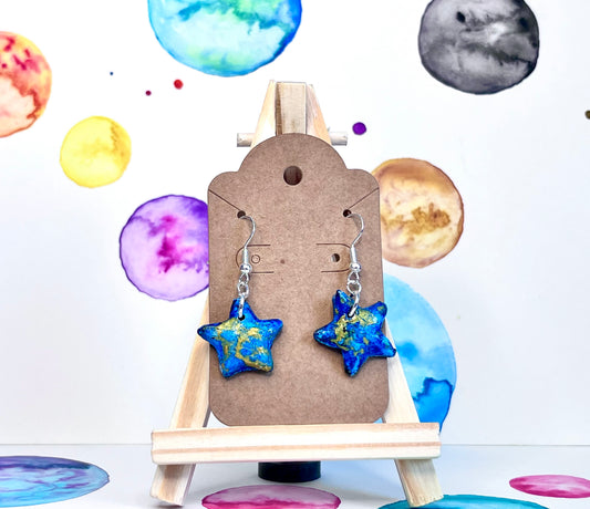 Blue star earrings