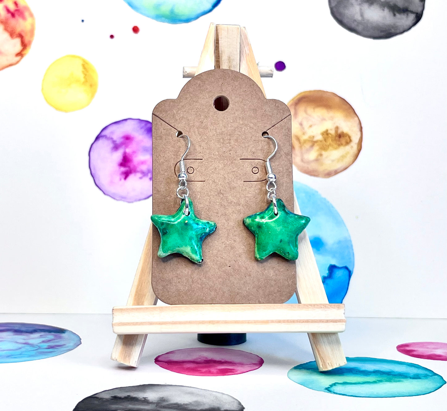 Aqua star earrings